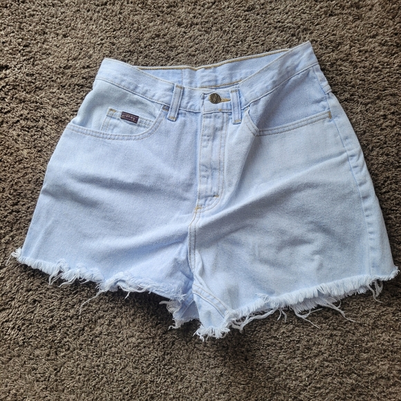 Vintage High Wasited Rider Jean Shorts SELF CUT RED DESCRIPTION - Picture 1 of 11